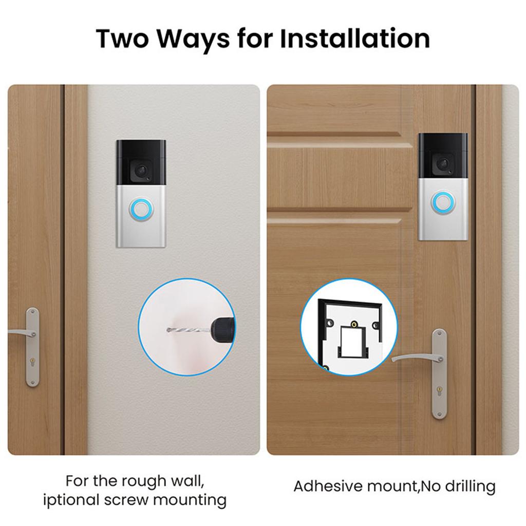Adhesive Doorbell Mount with Video Doorbell 3 Plus 4 Battery Doorbell Plus Professional Without Drilling Installation