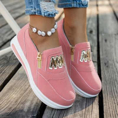 New Large-sized Women's Shoes with A Side Zipper and A Single Shoe, Casual Sports Shoes