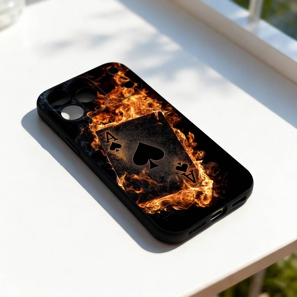 

Poker Ace of Spades Phone Case For iPhone 11,12,13,14,15,16,17,Pro,Max,Plus,E,SE4,Air,Mini Black Soft Cover iPhone13PROMAX