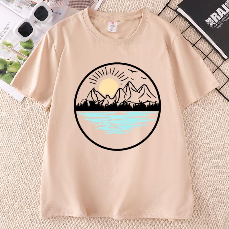 Nature Lover TShirt Mountain Lake Graphic Tee Unisex Unisex Outdoor Tshirt Cotton Short Sleeve Summer Casual T Shirt Clothes