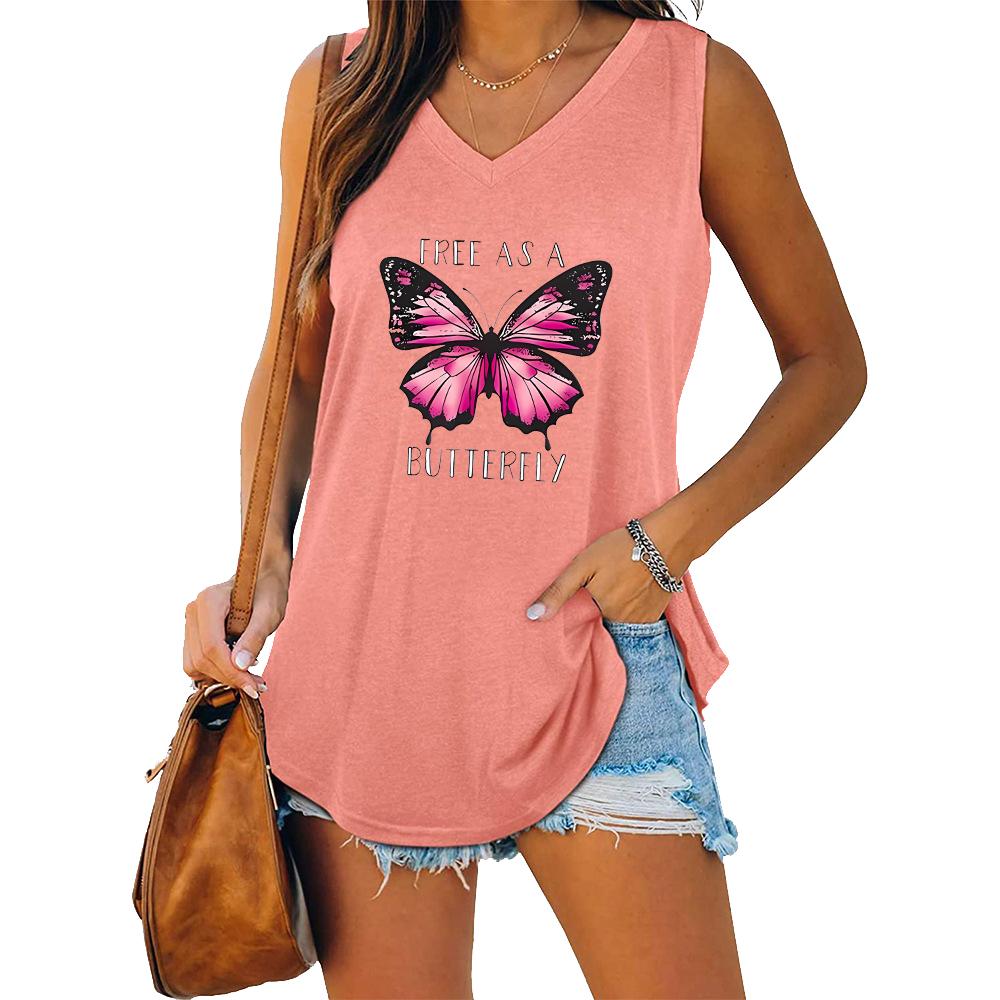 Summer Fashion Tank Top Women V Neck Shirt Ladies Casual Sleeveless T-shirt