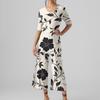 Women's Loose Casual V-Neck Printed Jumpsuit Slim Fit Wide Leg Jumpsuit Wide Leg Jumpsuit