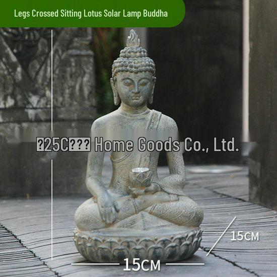 Solar-Powered Zen Buddha Statue for Outdoor Courtyard Decor