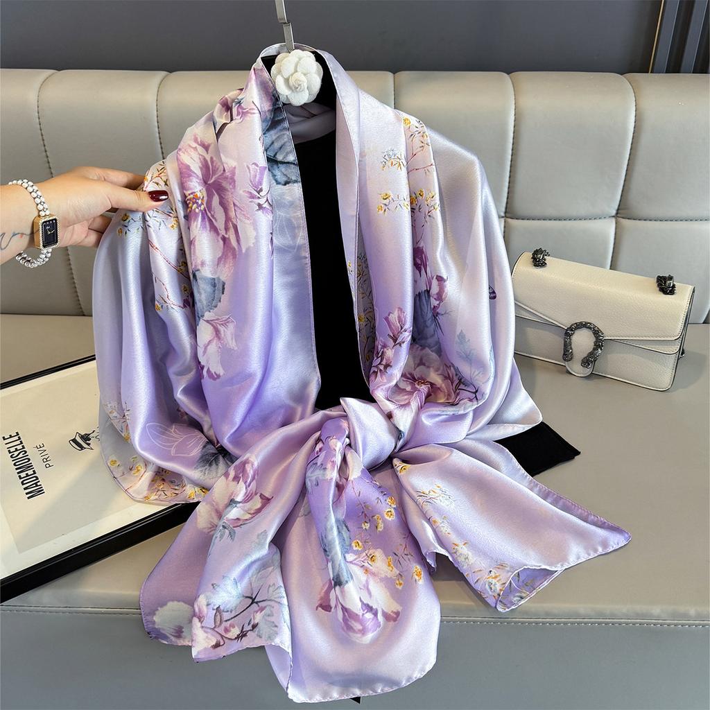 Women 180*90cm Fashion Beautiful Soft Silk Scarves Female Lady Shawl Hijab Wrap Foulard Bandanna Muffler Beach Pareo