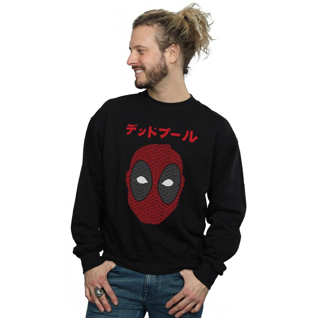 Marvel Mens Deadpool Japanese Seigaiha Head Sweatshirt