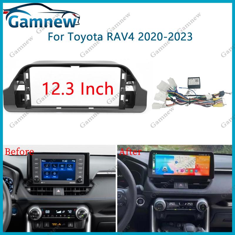 12.3 Inch Car Frame Fascia Cable Adapter For Toyota RAV4 2020-2023 Android Radio Dash Fitting Panel Kit
