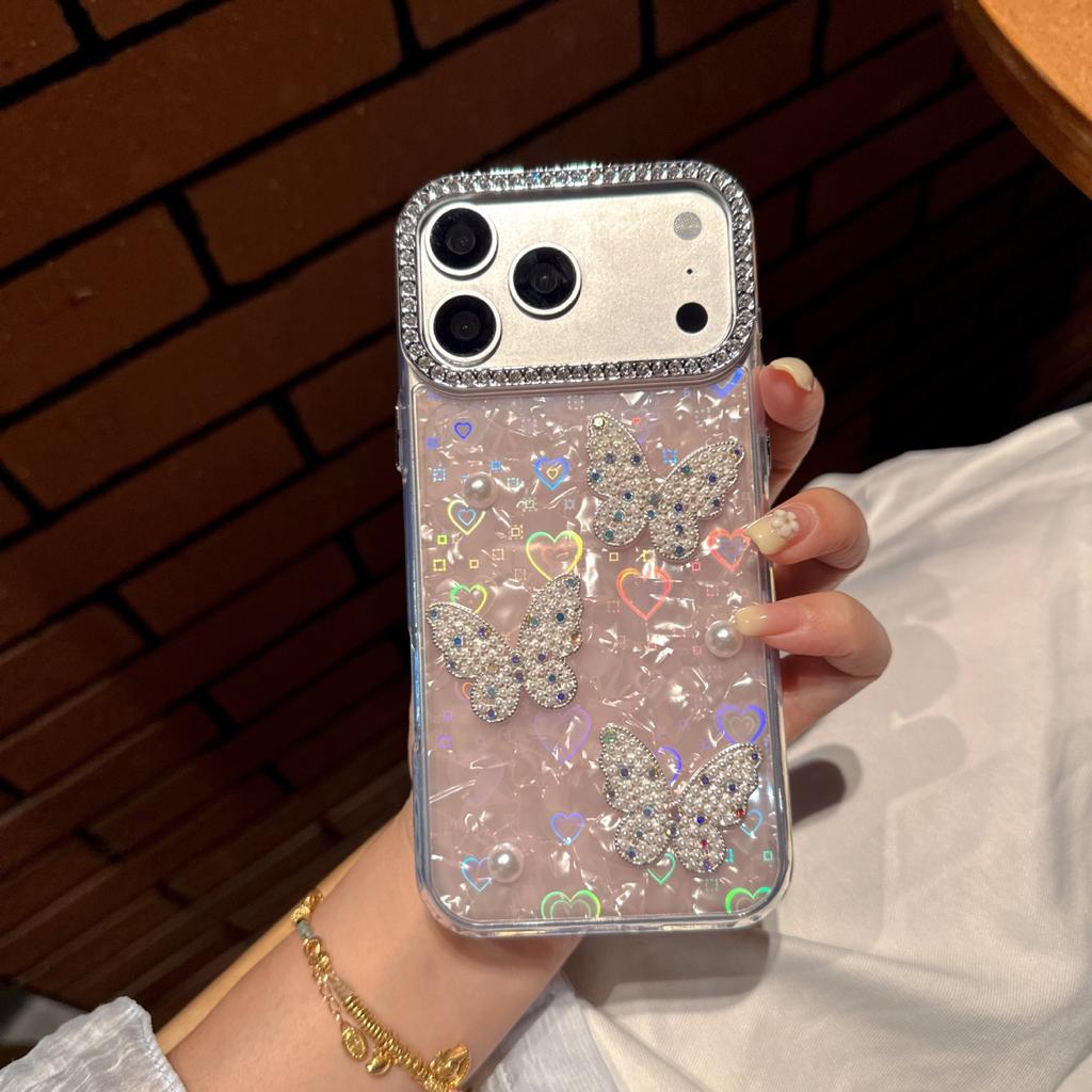 Electroplated Large Mirror Frame Love Shell Pattern Suitable for Realme16 Mobile Phone Case K15PRO Luxury Pearl Butterfly