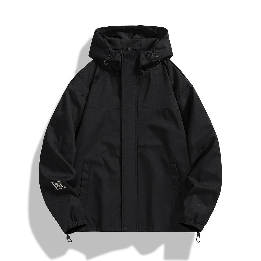 Trendy Spring & Autumn Hooded Splash-Proof Jacket for Couples - Street Style Men s Outdoor Casual Mountaineering Outerwear. 4XL чёрный