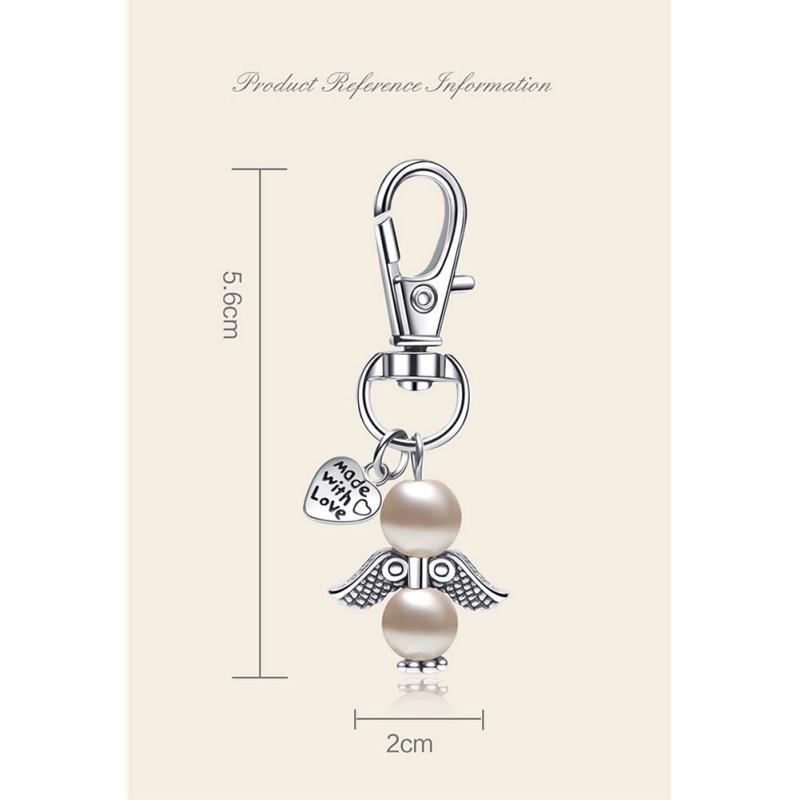 Organza Bags Key Chain Tag Set Angel Wings Shape Hanging Pendant for Wedding Decor