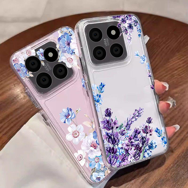 Simple Style Floral Case For Xiaomi Redmi Note 15 Pro 4G Funda Redmi Note 14 13 Pro 5G Clear TPU Silicone Soft Cover