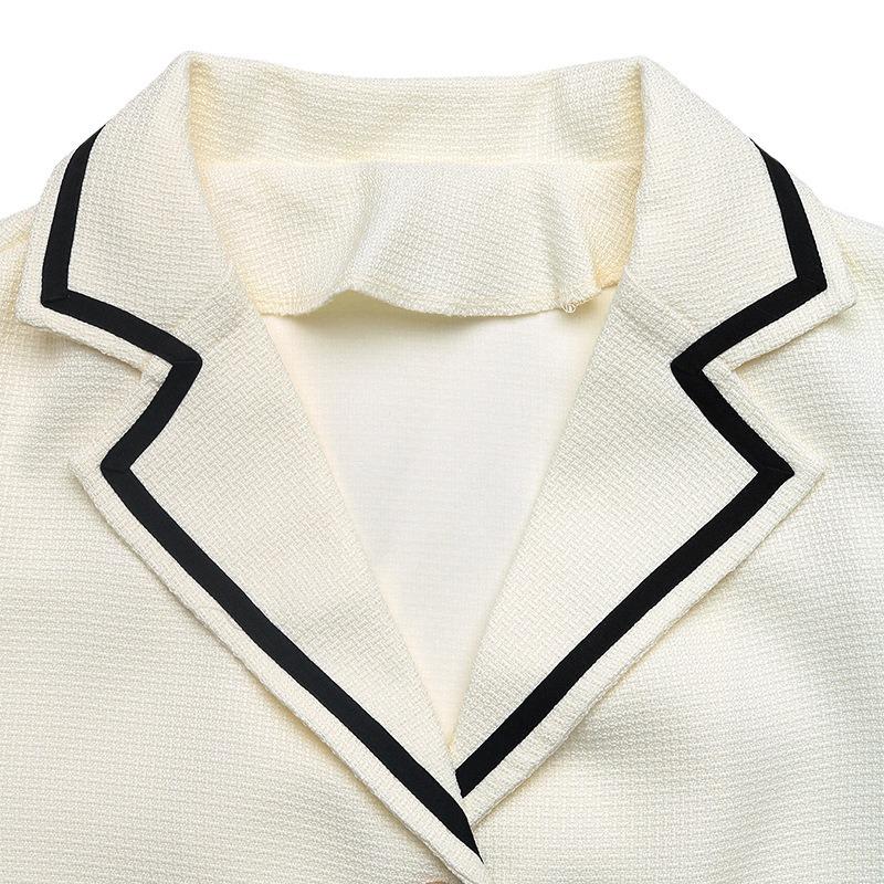 YYFS Moda Donna Casual Stampa Color Block Autunno Inverno Manica Lunga Giacche e Cappotti Collo POLO