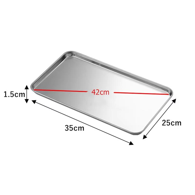 Stainless Steel Food Fruit Storage Trays Rectangle Cake Bread Dish Steamed Sausage Barbecue Pan Restaurant Kitchen Baking Plates