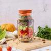 Salad Jar With Fork,Mason Jar Salad Container With Side Opening,Salad Container With Fork, Dressing Bowl, Sauce Compartments