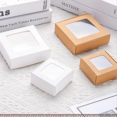 10 Stück Kraftpapier Kartonbox Transparent Schmuck Keks Schokolade Verpackung Aufbewahrung Karton Geschenkboxen