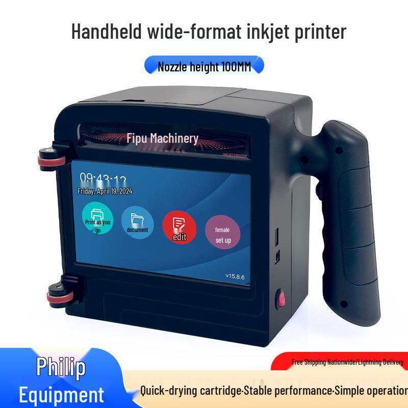 10cm Wide Handheld Inkjet Printer for Date Coding On Pearl Cotton, Wooden Boxes, and Cardboard