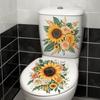 Artistic Colorful Floral Toilet Stickers, Self-Adhesive Removable Toilet Lid Decals For Bathroom Decoration