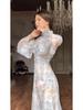 2024 Elegant French Slimming Dress with Flared Sleeves & Waist Tie for Women