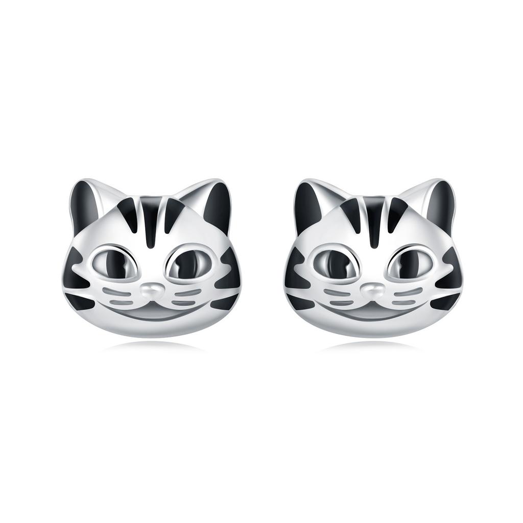 Stud Earrings 9 + Silver Asymmetric Earrings Niche High-End Jewelry Cat Cartoon Earrings Accessories