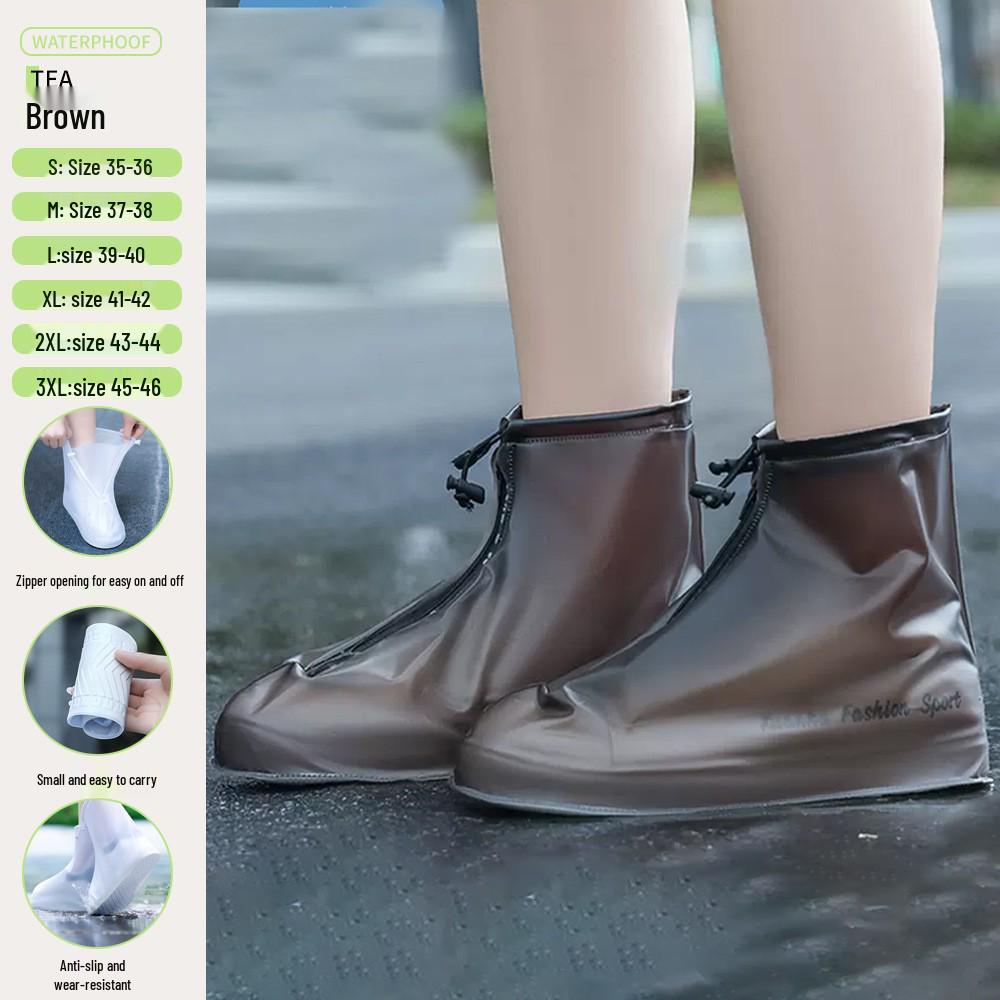 Men's and Women's Waterproof Non-slip Reusable PVC Shoe Covers - Adult Rainproof and Wear-resistant Design