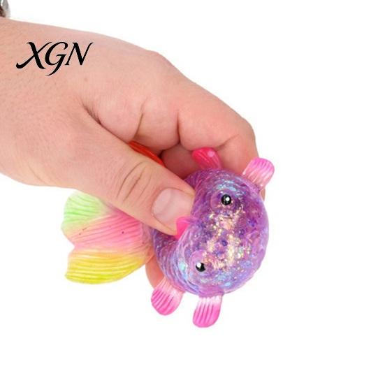 Sensory Ball Toy Clear Goldfish Squeeze Stress Relief Glitter Multicolor Tail Fish Gadget Sugar Soft Decompression Fidget Relaxation