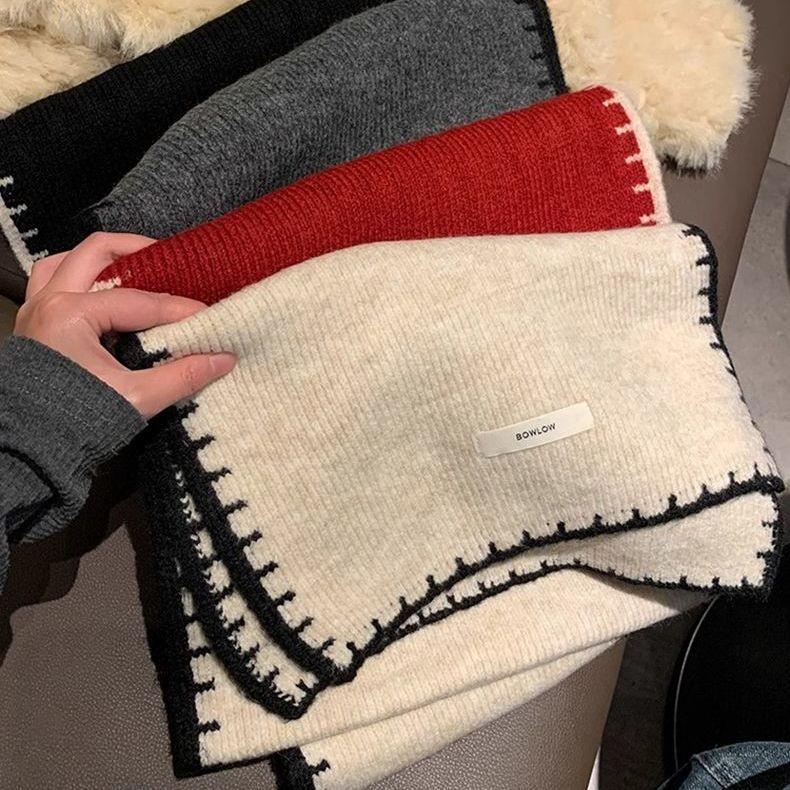 Warm Winter Classic Elegant Versatile Solid Color Beige Thickened Scarf Warm Cold-proof Neck Warmer Shawl