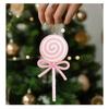 For Kids Christmas Red Lollipop Ornament with Pink Bow Plastic Candy Style Pendant for Tree Decoration 21 Centimeters Long