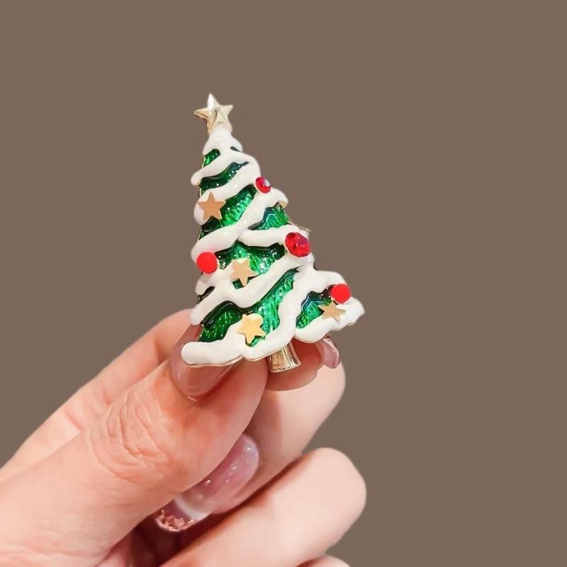 Cartoon Snowman Christmas Tree Brooches For Women Versatile Light Luxury Lapel Pin Clothing Accessories Party Gifts