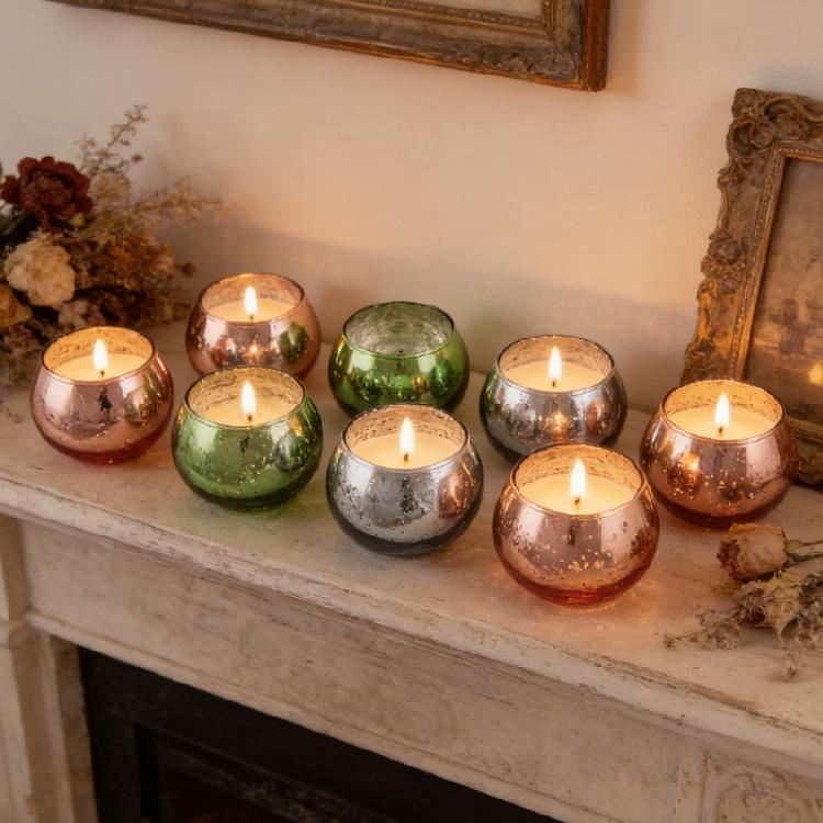 Glass Votive Candle Holders for Tealight Glass Tealight Candle Holders,Diwali Christmas Table Centerpiece Decors Gift