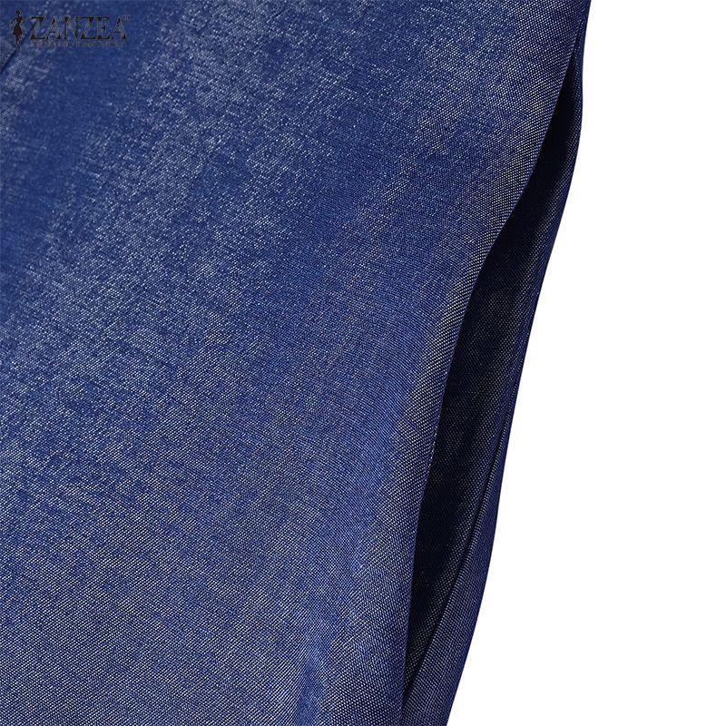 ZANZEA Women Casual V-Neck Long Sleeve Elegant Long Dress