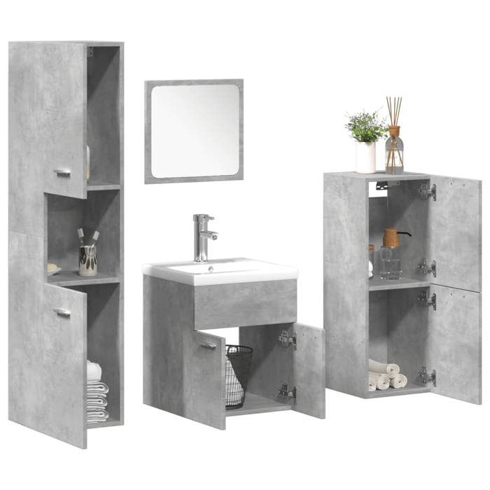 VidaXL Ensemble de meubles de salle de bain 5 pcs gris béton, armoire de salle de bain, placard de salle de bain, meuble de 3324876
