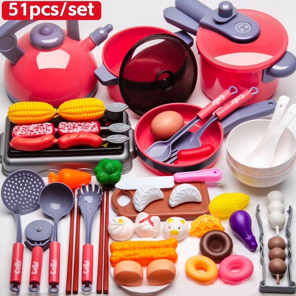 

20/51/61 шт. Детский игровой кухонный набор, ролевые игры, набор игрушек для готовки, набор игрушек для малышей, игрушечные кастрюли и сковородки для детской кухни 61pcs
