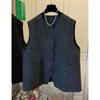 Elegant and Chic Sleeveless Woolen Vest for Women, Autumn Loose Fit Waistcoat Jacket with Noble Style