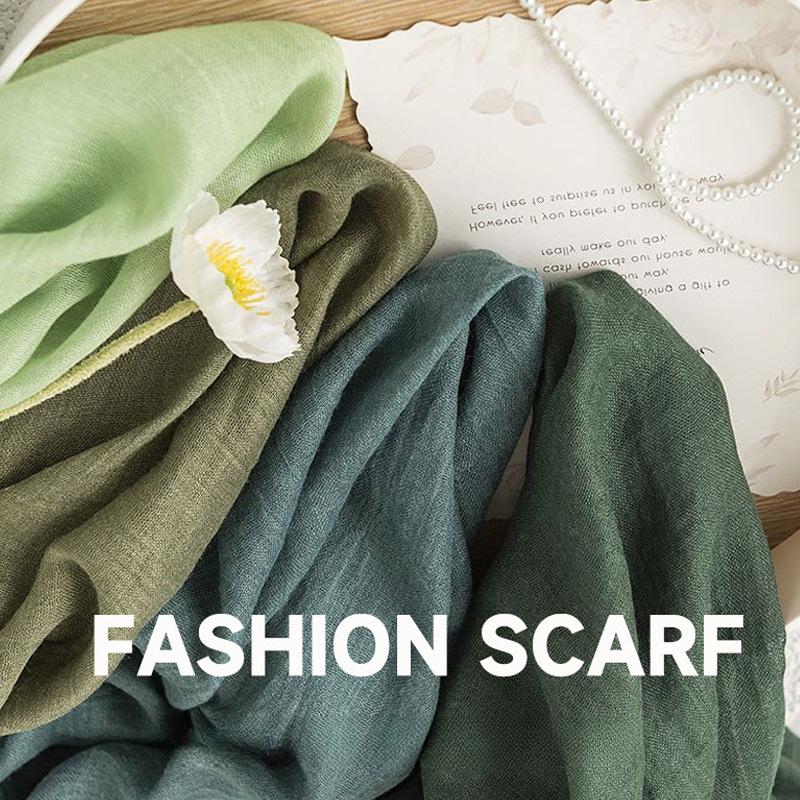Solid Color Cotton and Linen Scarf, Comfortable for Women, Breathable, Thin, Long, Versatile, Sunscreen Shawl, Commuting, Simple Scarf