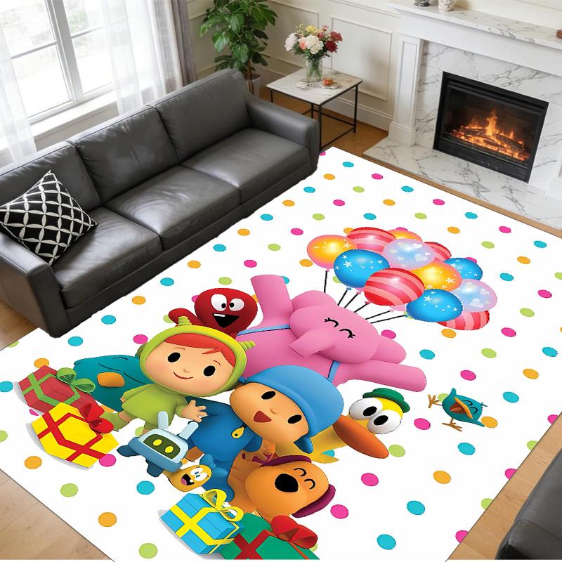 Alfombra de Piso de Terciopelo de Cristal Antideslizante, Alfombra con Diseño de Pocoyó para Decoración de Interiores, Sala de Estar, Dormitorio, Hogar