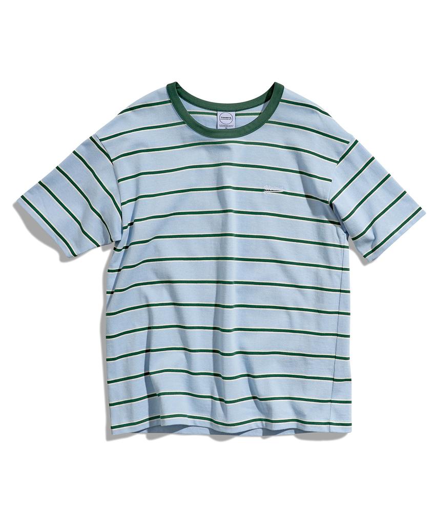MINIMALPROJECT Minimal Embroidered Logo Border Stripe Ringer Short Sleeve T-Shirt Mst183 [Sky]