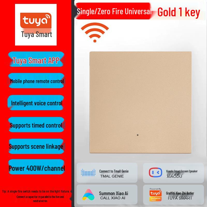 Graffiti WiFi Smart Switch: Universal Control for Single Live & Neutral, Supports Google, Alexa & XiaoAI.