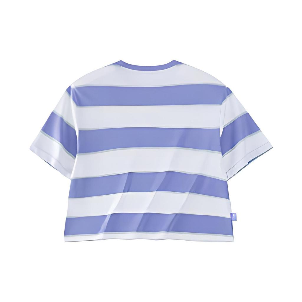 Anta Lifestyle Series Logo Letter Striped Round Neck Loose Short Sleeve T-Shirt Women T-Shirt Lilac 162328141-1