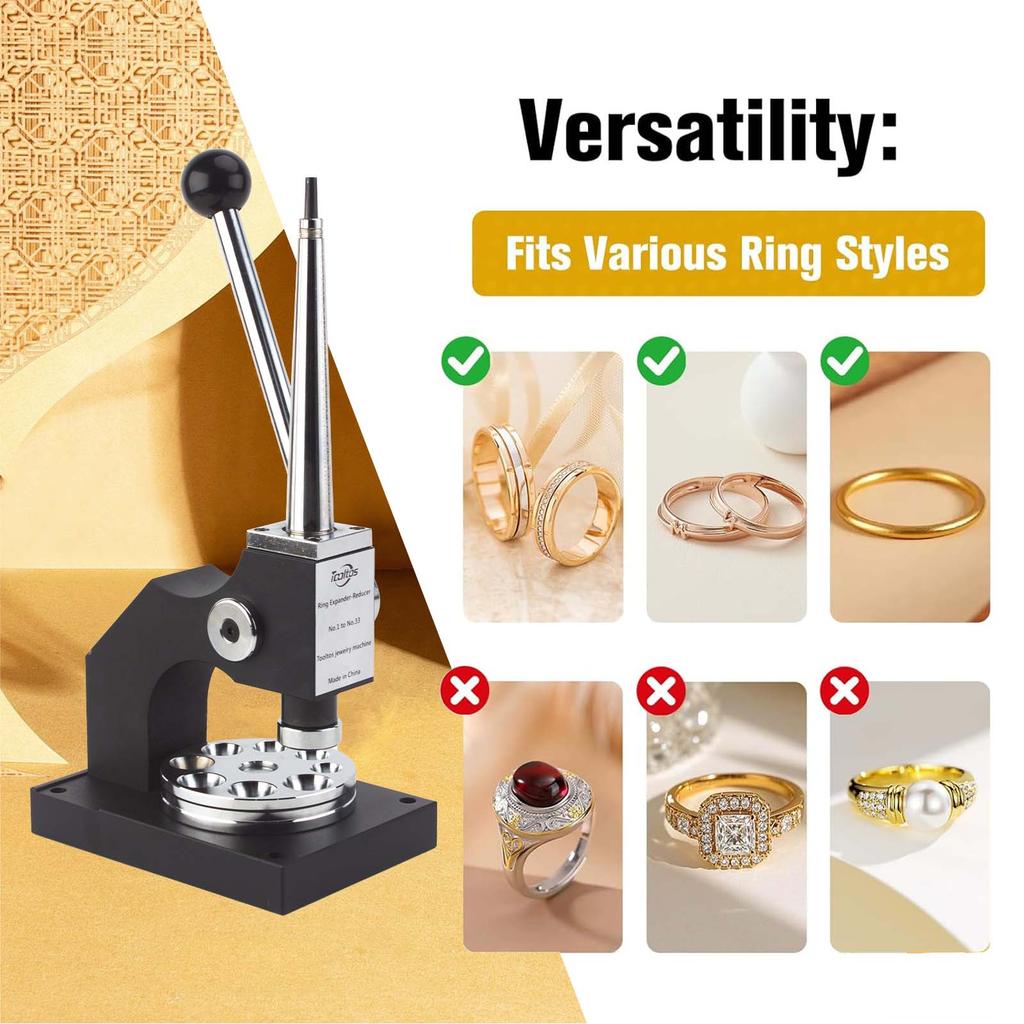 Ring Stretcher Tool, Professional Manual Ring Stretcher and Reducer, Ring Mandrel for US, EU, HK, and No. Sizes for Jewelry Repair Shops and Craftsmen