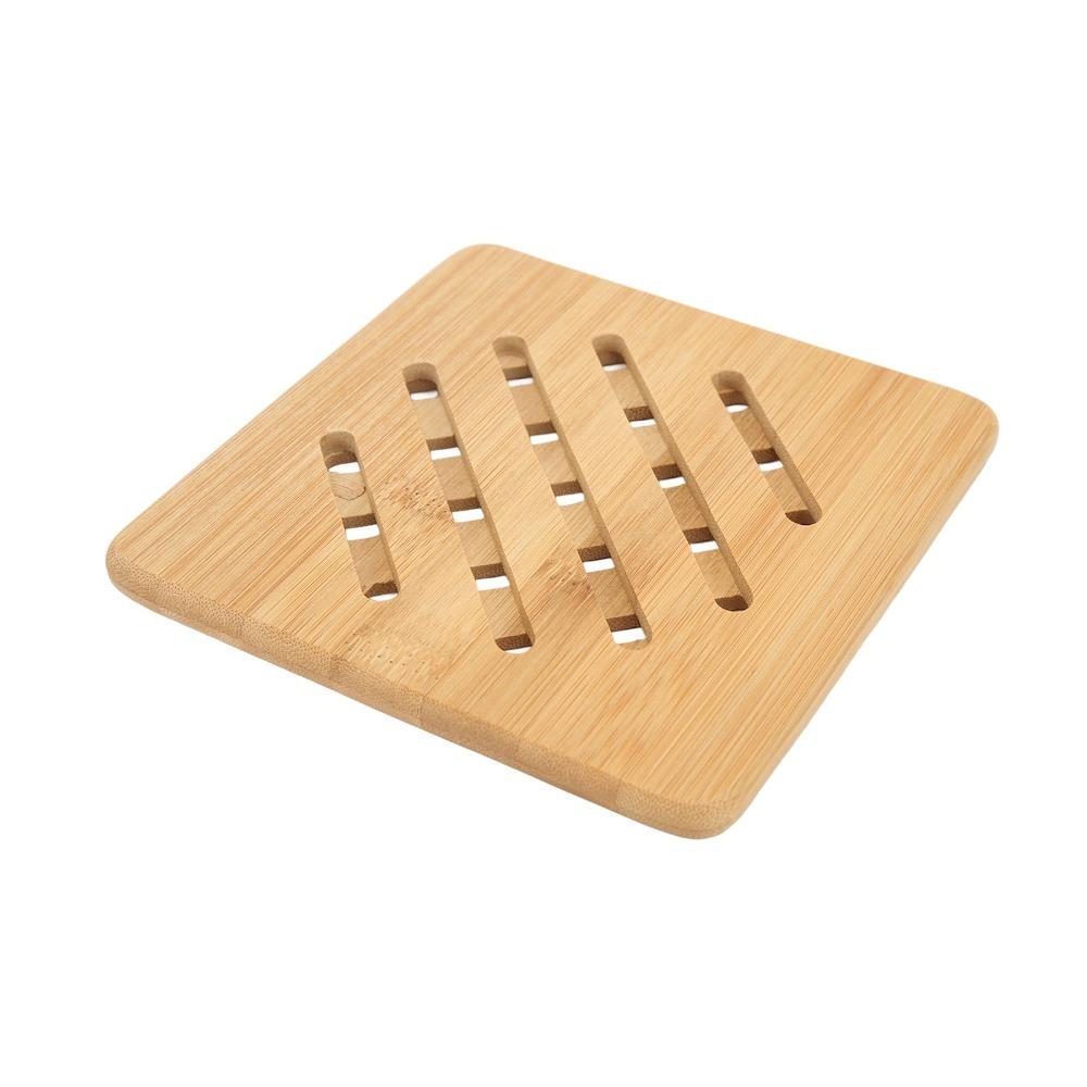 5 Pcs Heat Proof Bamboo Trivet Portable Heat Resistant Mat Durable Kitchen Hot Pads  Hot Dishes Quadrate