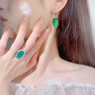 Schmuck Ohrstecker Imitation Chalcedon Kleine Blatt Ring Ohrringe Damen Set