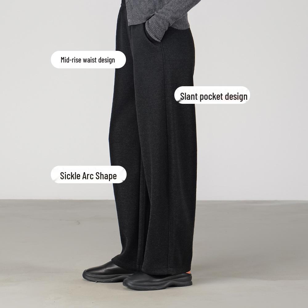 

ABOUTSEA Women s High Waist Slimming Wool Scythe Pants - Autumn/Winter Casual Straight Leg Loose Fit L