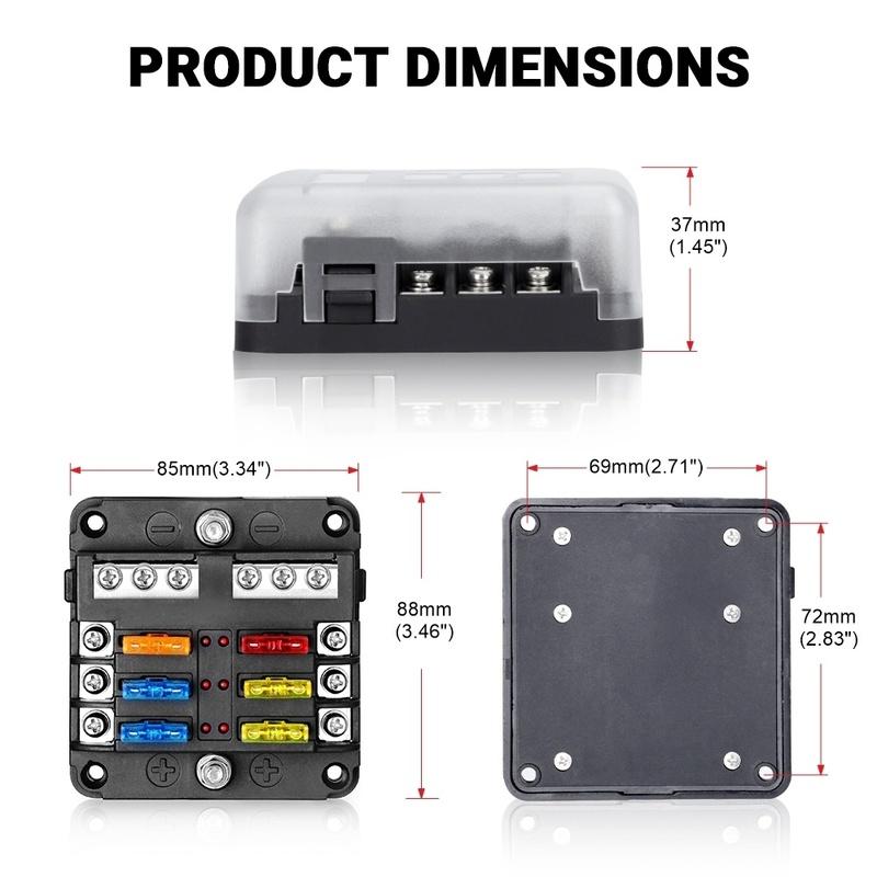 12v fuse holder 12V 32V 100A For Auto Car Boat Marine Plastic Cover 6 Ways 12 Ways Blade Fuse Block M5 Stud With 12V Fuse Box