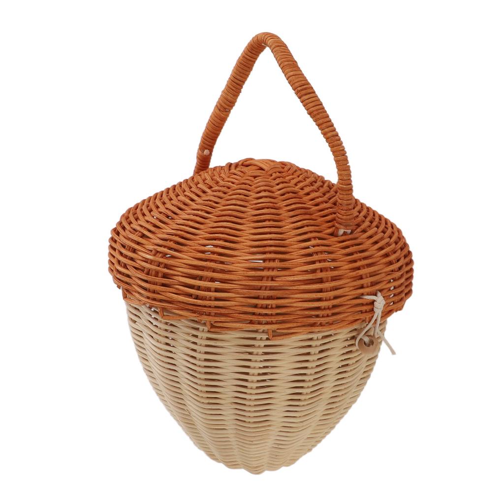 Rattan Storage Basket Mushroom Shape Decorative Woven Fruit Basket Wall Hanging Storage Basket with Lid Photo Prop Room