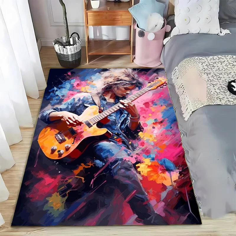 Abstract Art Musical Instruments Rug Print Floor Mat Carpet for Living Room Bedroom Large Soft Carpet Home Children's Room Mat
