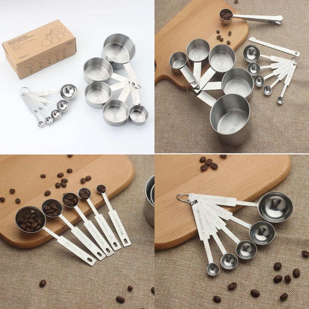 Stainless Versatile Steel Measuring Cups And Spoons Set For Baking Coffee And Sweet Treats