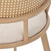 2 Dining Chairs, PU Seat, Rattan Backrest, Living Room, Bedroom Chair, Beige