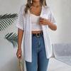 Women's Elegant V Neck Loose Knitted Cardigan Solid Check Sweater Tops for Spring Summer Fashion