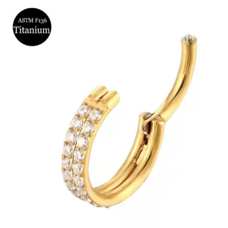 

G23 Двошарове титанове кільце для носа та сережки з цирконом для європейського та американського пірсингу.