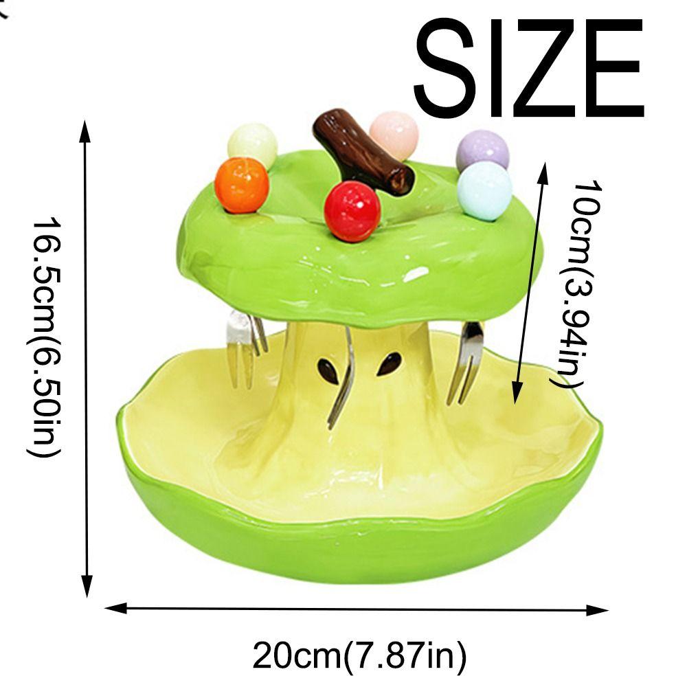 Creative Colorful Fruit Fork Plate Set Fruit Fork with Fruit Plate Set Party Supply