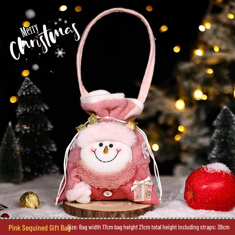 Three-Dimensional Santa Claus Burlap Backpack Candy Bag - Large Christmas Gift Decoration